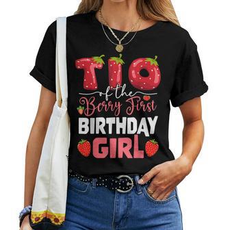 Tio Of The Berry First Birthday Of Girl Strawberry Uncle Women T-shirt - Monsterry