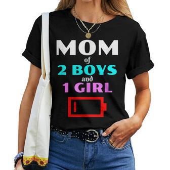 Tired Mom Of 2 Boys And 1 Girl Mother Sons Daughters Women T-shirt - Monsterry CA