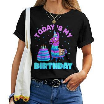 Todays My Birthday Llama Birthday Party Decorations Boys Kid Women T-shirt | Mazezy