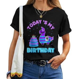Todays My Birthday Llama Birthday Party Decorations Boys Women T-shirt | Mazezy