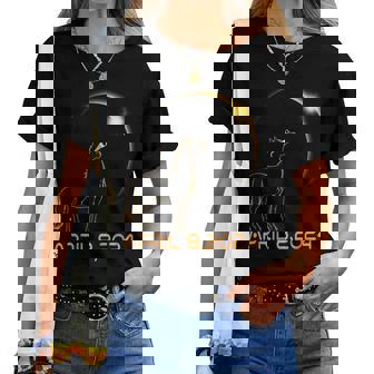 Total Solar Eclipse 2024 Horse Wearing Solar Eclipse Glasses Women T-shirt | Mazezy