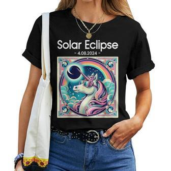 Total Solar Eclipse 2024 Totality Spring Unicorn Girl Women T-shirt | Mazezy
