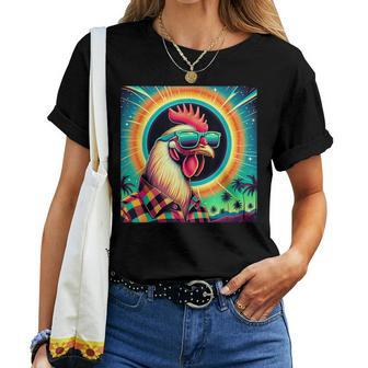 Total Solar Eclipse 2024 Vintage 80S 90S Chicken Graphic Women T-shirt - Monsterry UK
