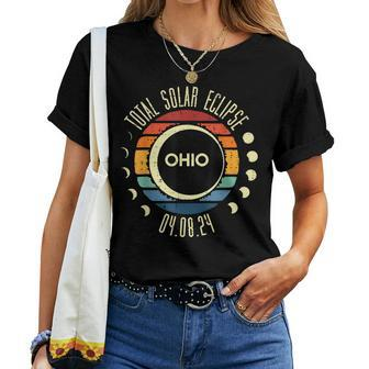 Total Solar Eclipse Ohio Sunset Retro 040824 Kid Women T-shirt | Seseable UK