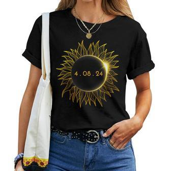 Total Solar Eclipse Eclipse Sunflower 2024 Women T-shirt - Seseable