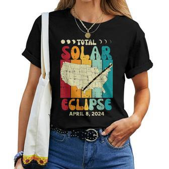 Total Solar Eclipse Usa Map Retro April 8 2024 Kid Women T-shirt | Mazezy