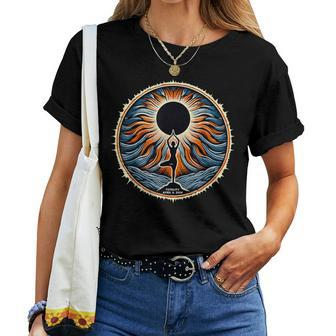 Totality April 8 2024 Total Solar Eclipse Yoga Women T-shirt - Monsterry