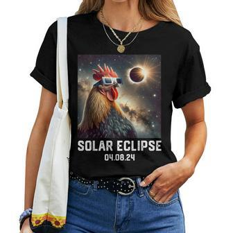 Totality Solar Eclipse 040824 Chicken Astronomy Lovers Women T-shirt | Mazezy