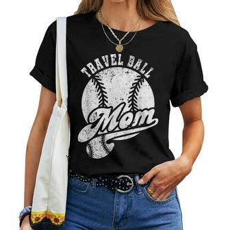 Travel Ball Mom Vintage Softball Mom Baseball Mom Women T-shirt - Monsterry