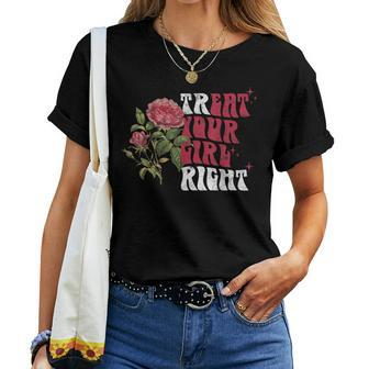 Treat Your Girl Right Groovy Vintage Eat Your Girl Women T-shirt - Monsterry