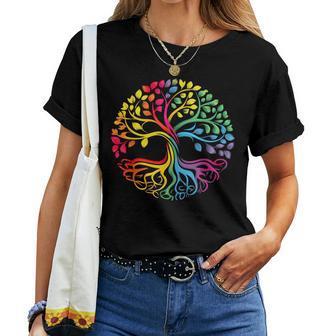 Tree Life Rainbow Lgbt Cool Gay Pride Flag Ally Fun Women T-shirt - Monsterry