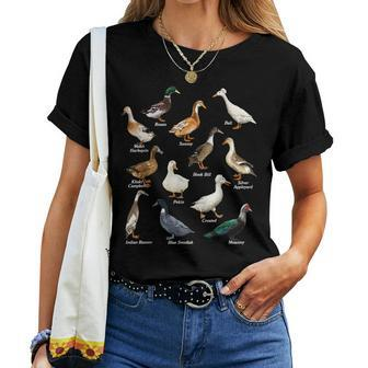 Types Of Duck Waterfowl Animals Of The World Duck Lover Women T-shirt | Mazezy