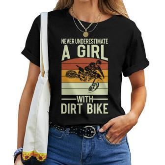 Never Underestimate A Girl On A Dirt Bike Motocross Women T-shirt - Seseable