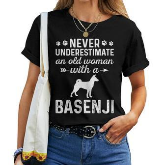 Never Underestimate An Old Woman With Basenji Dog Grandma Women T-shirt | Mazezy