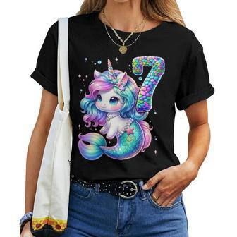 Unicorn Mermaid 7Th Birthday 7 Year Old Party Girls Outfit Women T-shirt | Mazezy DE
