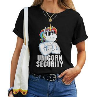 Unicorn Security Rainbow Muscles Dad Unicorn Women T-shirt - Monsterry