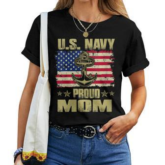 Us Navy Proud Mom With American Flag 4Th Of July Veteran Day Women T-shirt - Monsterry DE