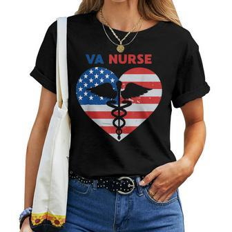 Va Nurse Nursing Staff Usa Flag Vet Nursing Women T-shirt - Monsterry CA