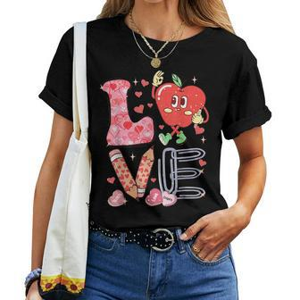Valentine Day Love Teacher Candy Conversation Hearts Women T-shirt - Seseable