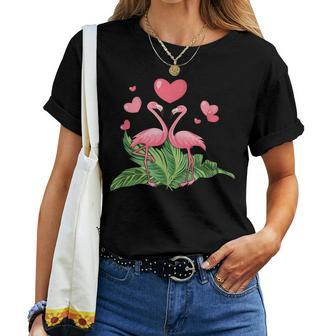 Valentine's Day Flamingo Couple 14Th February Heart Day Women T-shirt - Monsterry DE