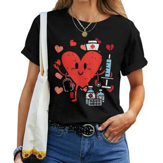 Valentines Day Nurse Heart Nursing Scrub Top Rn Women T-shirt | Mazezy