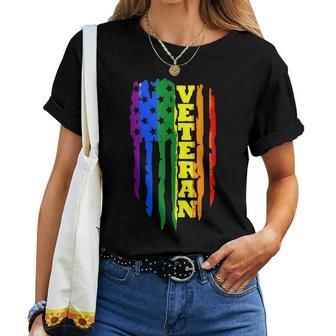 Veteran Lgbt Gay Pride Rainbow American Flag Military Women T-shirt - Monsterry UK