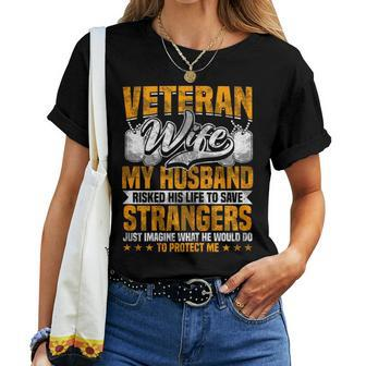 Veteran Woman Army Husband Soldier Saying Cool Military Women T-shirt - Monsterry
