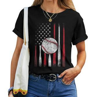 Vintage American Flag Baseball Team For Boys Girls Women Women T-shirt - Seseable