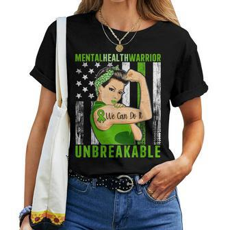 Vintage Flag American Support Warrior Mental Health Women T-shirt - Monsterry