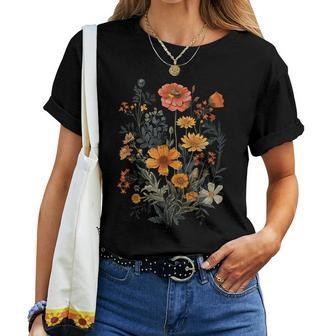 Vintage Flowers Floral Pressed Flower Women T-shirt - Seseable