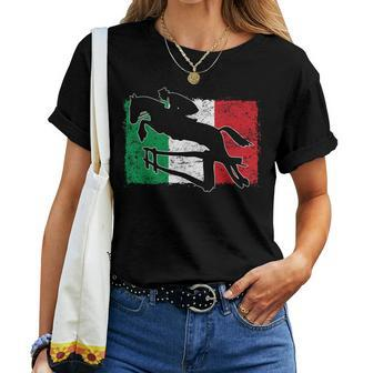 Vintage Italian Flag Italy Horse Jumping Equestrian Women T-shirt - Monsterry UK