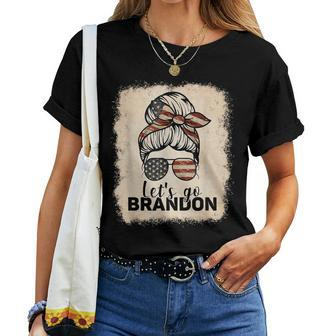 Vintage Messy Bun Let's Go Brandon Women T-shirt - Monsterry DE