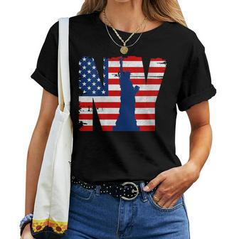 Vintage New York City Usa Flag Graphic New York City Women T-shirt - Monsterry CA