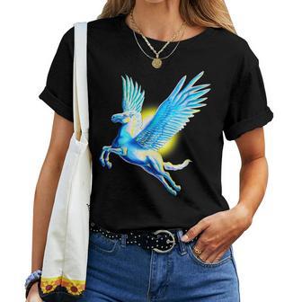 Vintage Pegasus Mythical Greek Flying Horse Mythology Women T-shirt - Monsterry