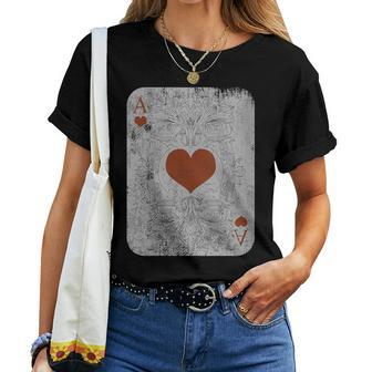 Vintage Poker Playing Cards Ace Of Hearts Women T-shirt - Monsterry UK
