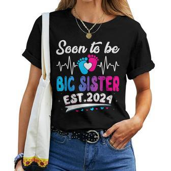 Vintage Promoted To Big Sister 2024 Father's Day Women T-shirt - Monsterry DE