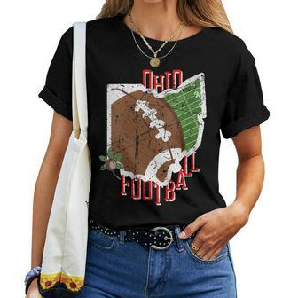 Vintage State Of Ohio Football State Outline Women T-shirt - Monsterry DE
