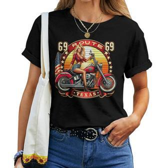 Vintage Texas Pin-Up Girl Biker American Dream Ride Women T-shirt - Monsterry DE