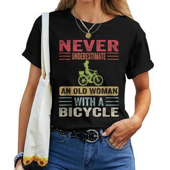 Vintage Never Underestimate An Old Woman With A Bicycle Cute Women T-shirt - Monsterry AU