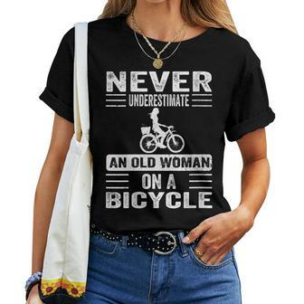Vintage Never Underestimate An Old Woman On A Bicycle Retro Women T-shirt - Monsterry AU