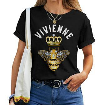 Vivienne Name Vivienne Birthday Queen Crown Bee Vivienne Women T-shirt - Seseable