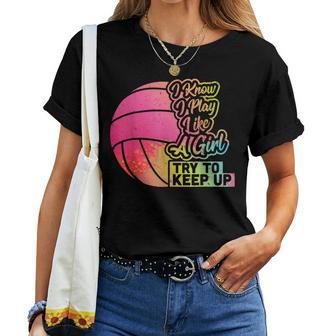 Volleyball Team Play Like A Girl Volleyball Women T-shirt - Monsterry DE