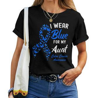 I Wear Blue For My Aunt Colorectal Colon Cancer Awareness Women T-shirt | Mazezy