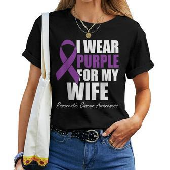 I Wear Purple For My Wife Pancreatic Cancer Awareness Women T-shirt - Monsterry DE