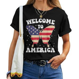 Welcome To America Patriotic Butterfly New American Citizen Women T-shirt - Monsterry UK