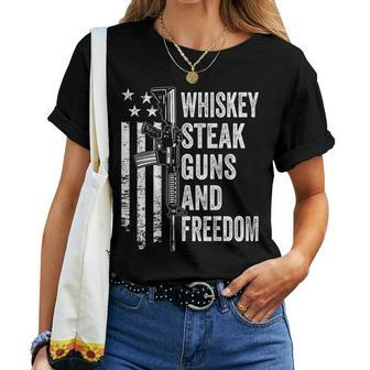 Whiskey Steak Guns And Freedom Usa Bbq Gun On Back Women T-shirt - Monsterry AU