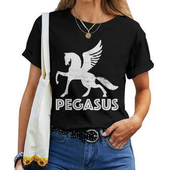White Pegasus T Distressed Magic Unicorn Horse Galaxy Women T-shirt - Monsterry CA