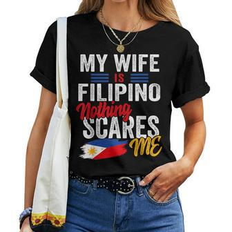 My Wife Is Filipino Philippines Heritage Roots Flag Souvenir Women T-shirt - Monsterry UK