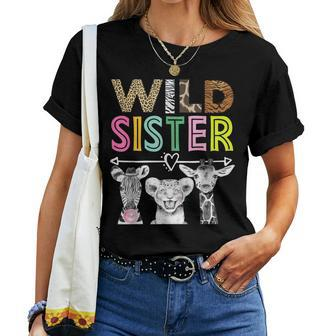 Wild Sister Zoo Theme Birthday Safari Jungle Matching Party Women T-shirt - Monsterry