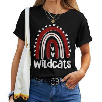 Wildcats School Hearts Rainbow Wildcat Sports Spirit Team Women T-shirt - Monsterry UK